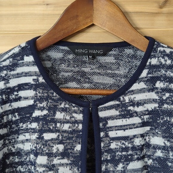 Ming Wang Sweater Womens Medium Blue Cardigan Jacket Classic