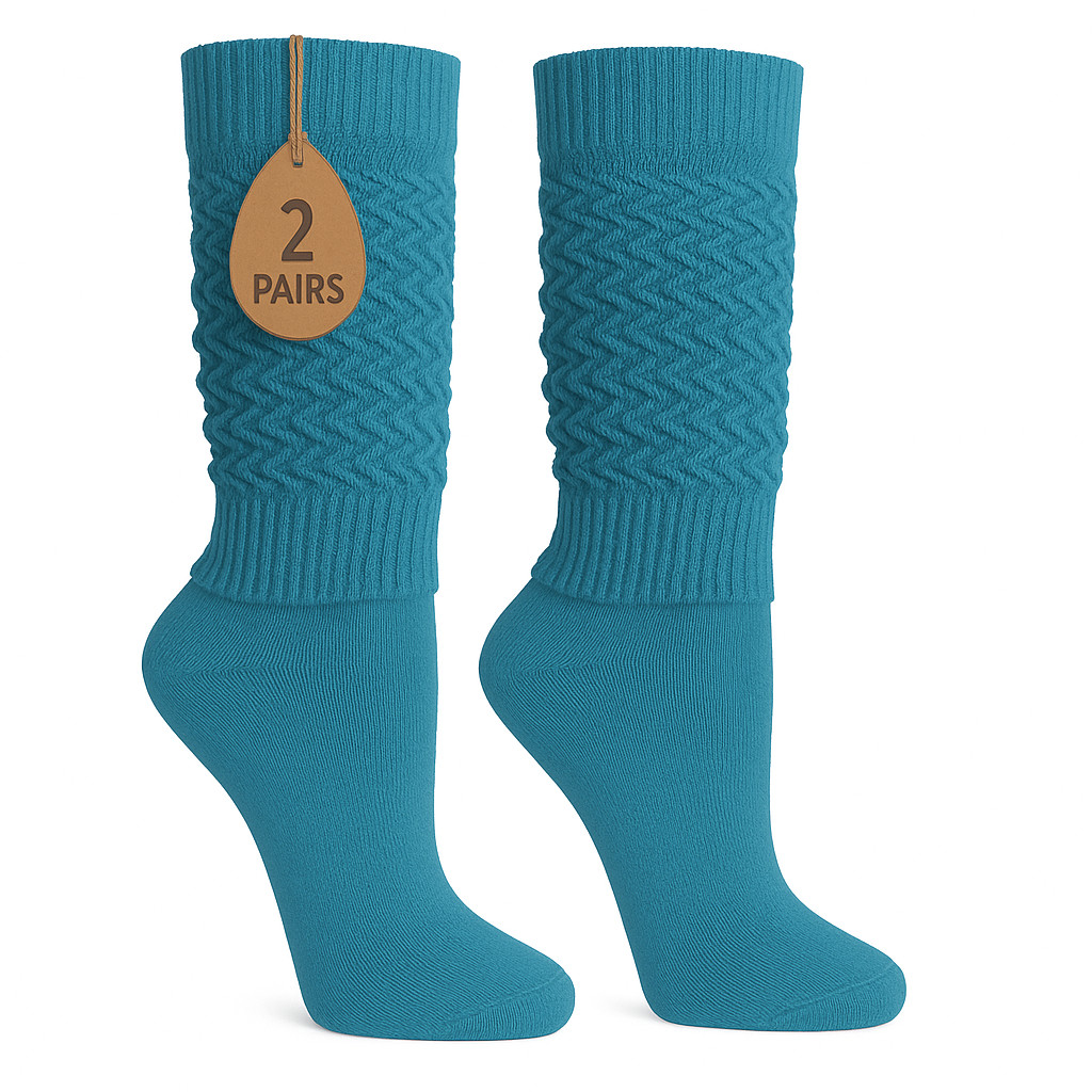 Slouch Socks Women and Men Extra Tall Heavy Socks 2 PAIRS Size 9-11