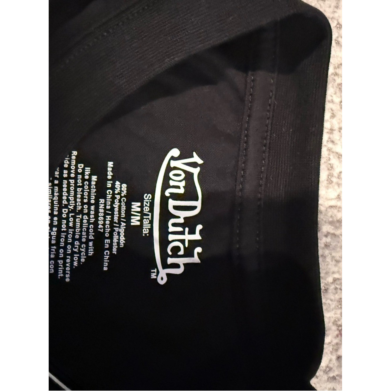 NWT Fashion Nova Von Dutch Logo Graphic Tee Black Medium Y2K Streetwear Classic