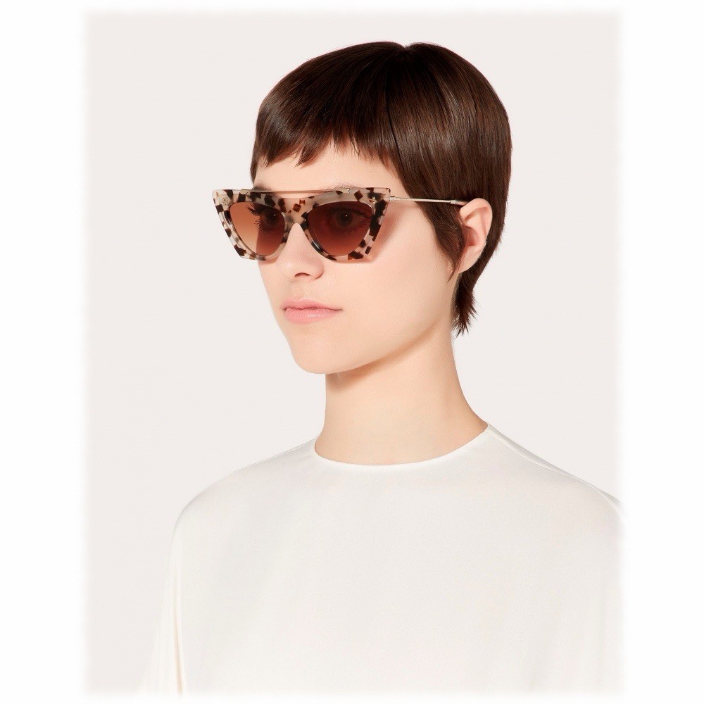 Valentino VLogo VA4079 Cat Eye Tortoise Shell Acetate Sunglasses Brown UV400