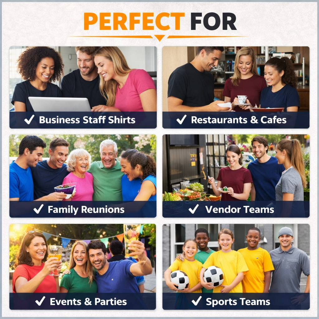 Custom Logo T-Shirts | Full Color Print | Bulk Custom Shirts | Business Event T