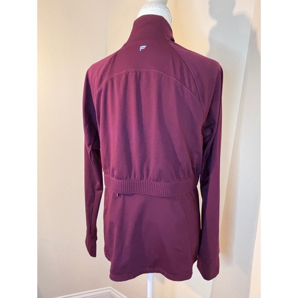 Fabletics Womens Full Zip Athletic Jacket Burgundy Plum Cinched Waist Large