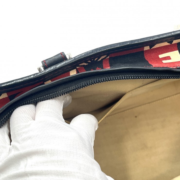 LOEWE Amazona 28 Hand Bag Red Black Monogram Canvas Leather