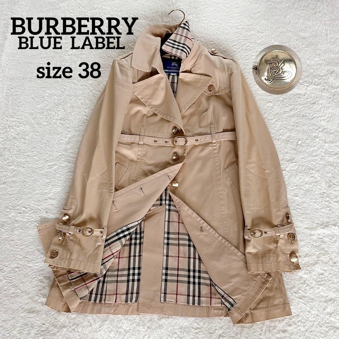 Burberry Blue Label Gold button trench coat Nova check belt beige