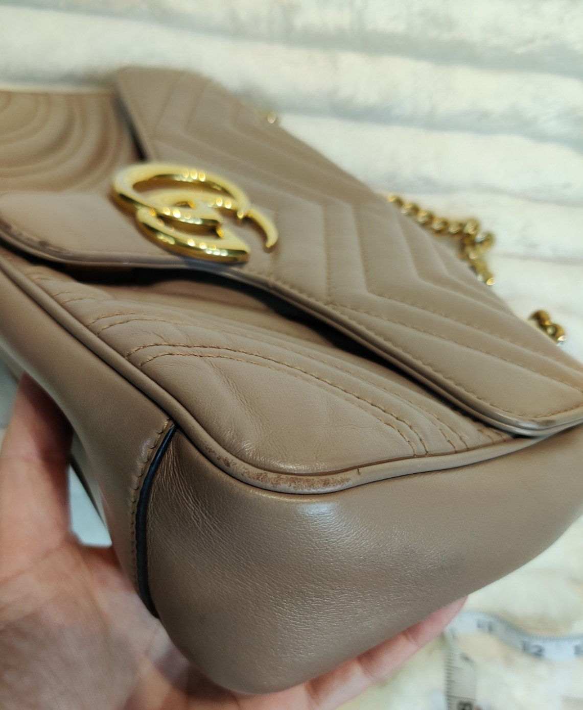 Gucci GG Marmont Shoulder Bag Medium Dusty Pink Leather