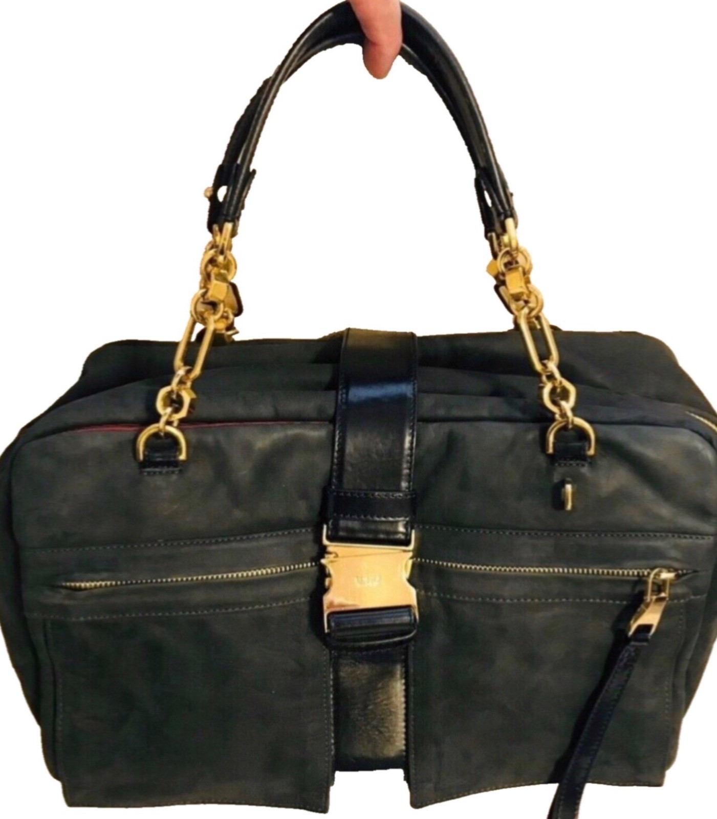 Loewe Leather Laura 33 handbag Black Pony-style calfskin Chain top Handle Bag
