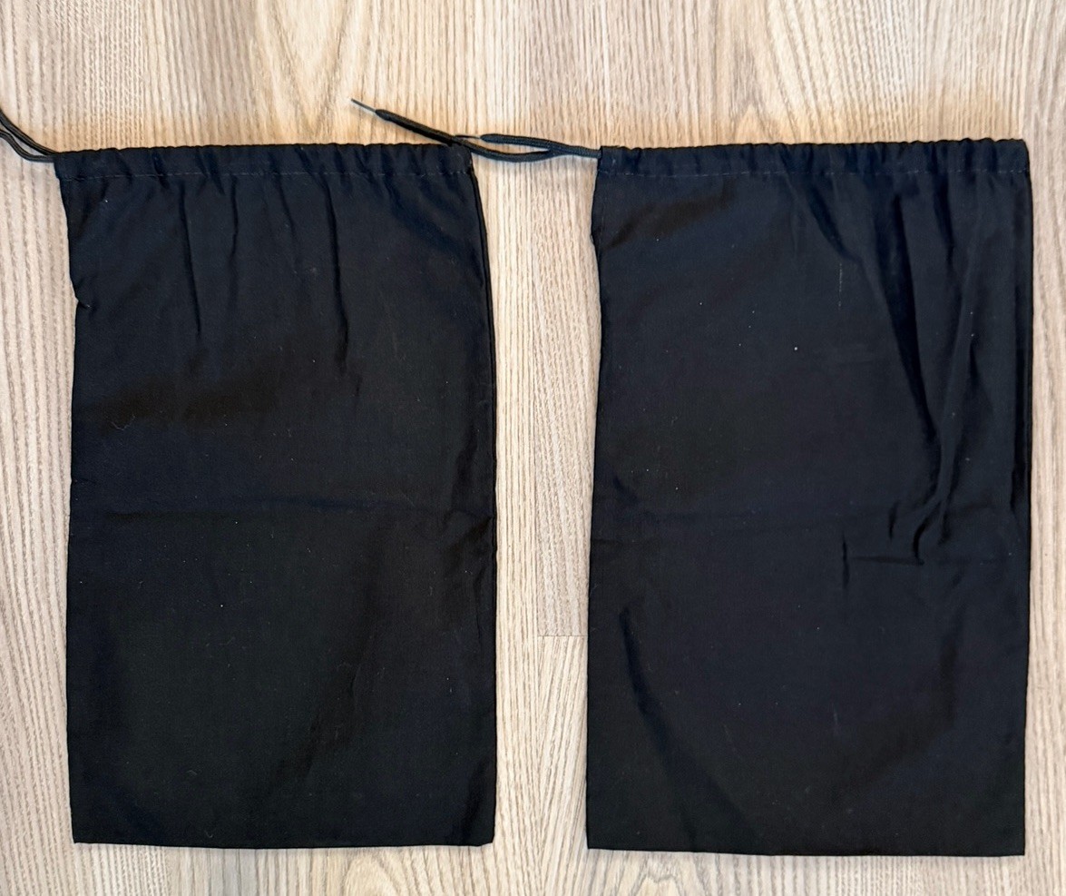 Lot Of 2 Chanel Storage Dust Bags 12.75”x8” Cotton Black Drawstring