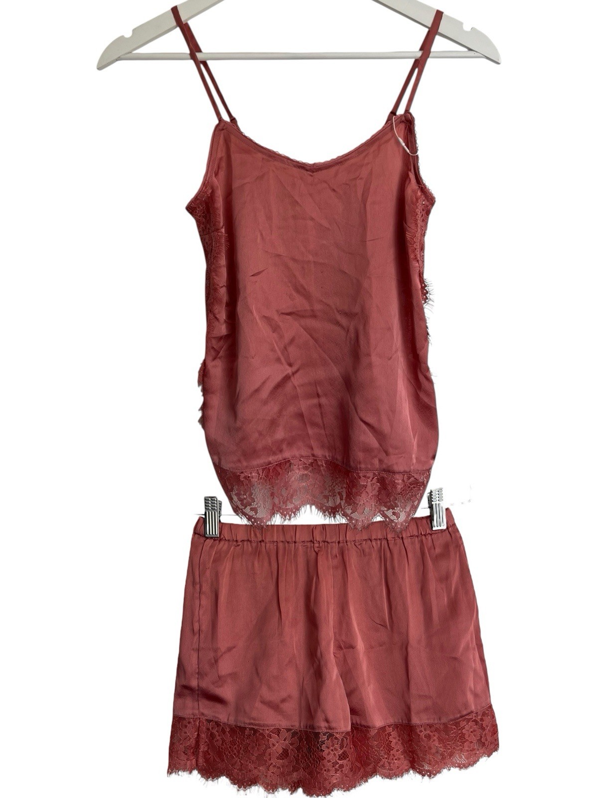 Monsoon Accessorize Pyjamas Pink Lace Trim Cami Satin RRP £35 Size XS 8