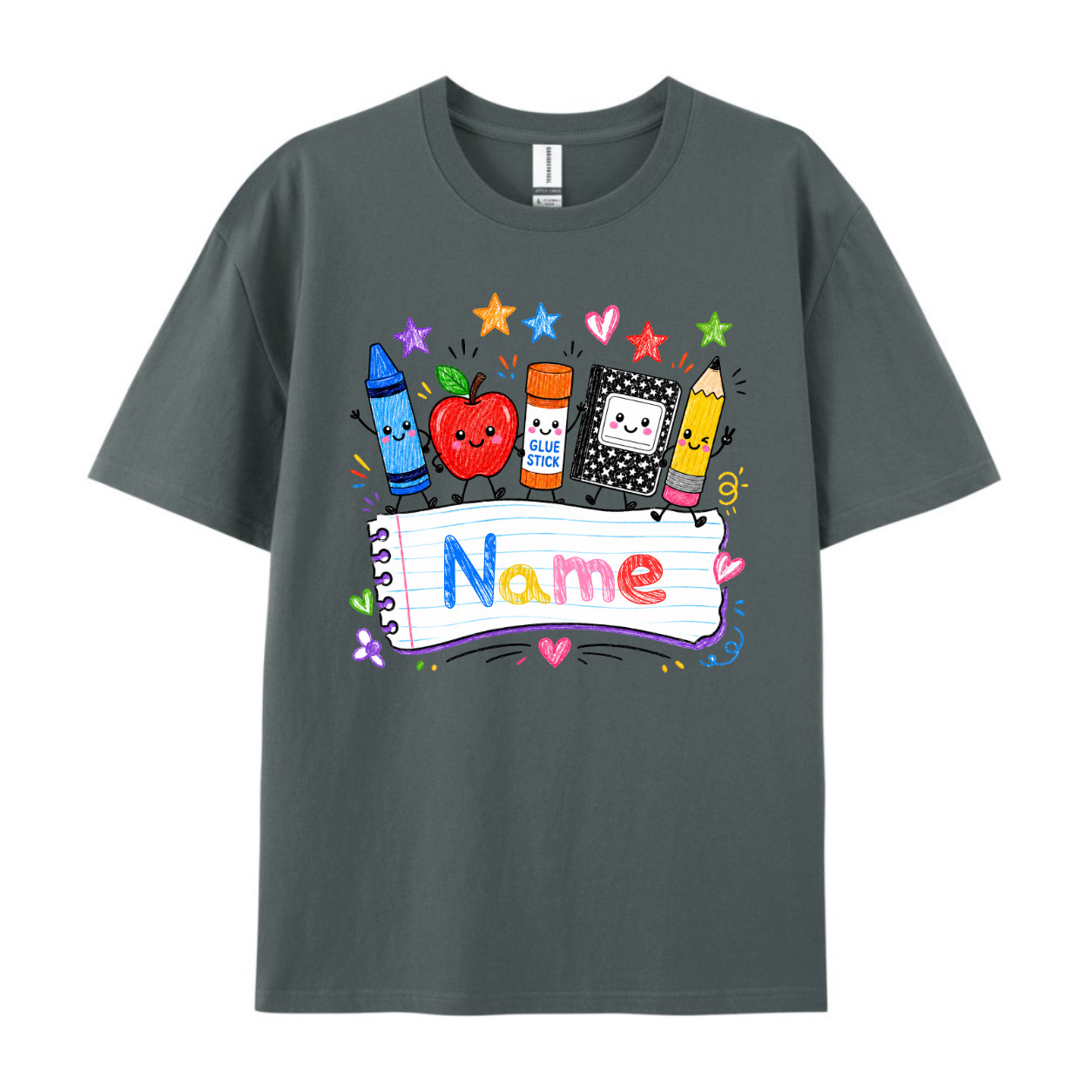 Custom Name Teacher T-Shirt Personalized Preschool Kindergarten Cute Apple Tee