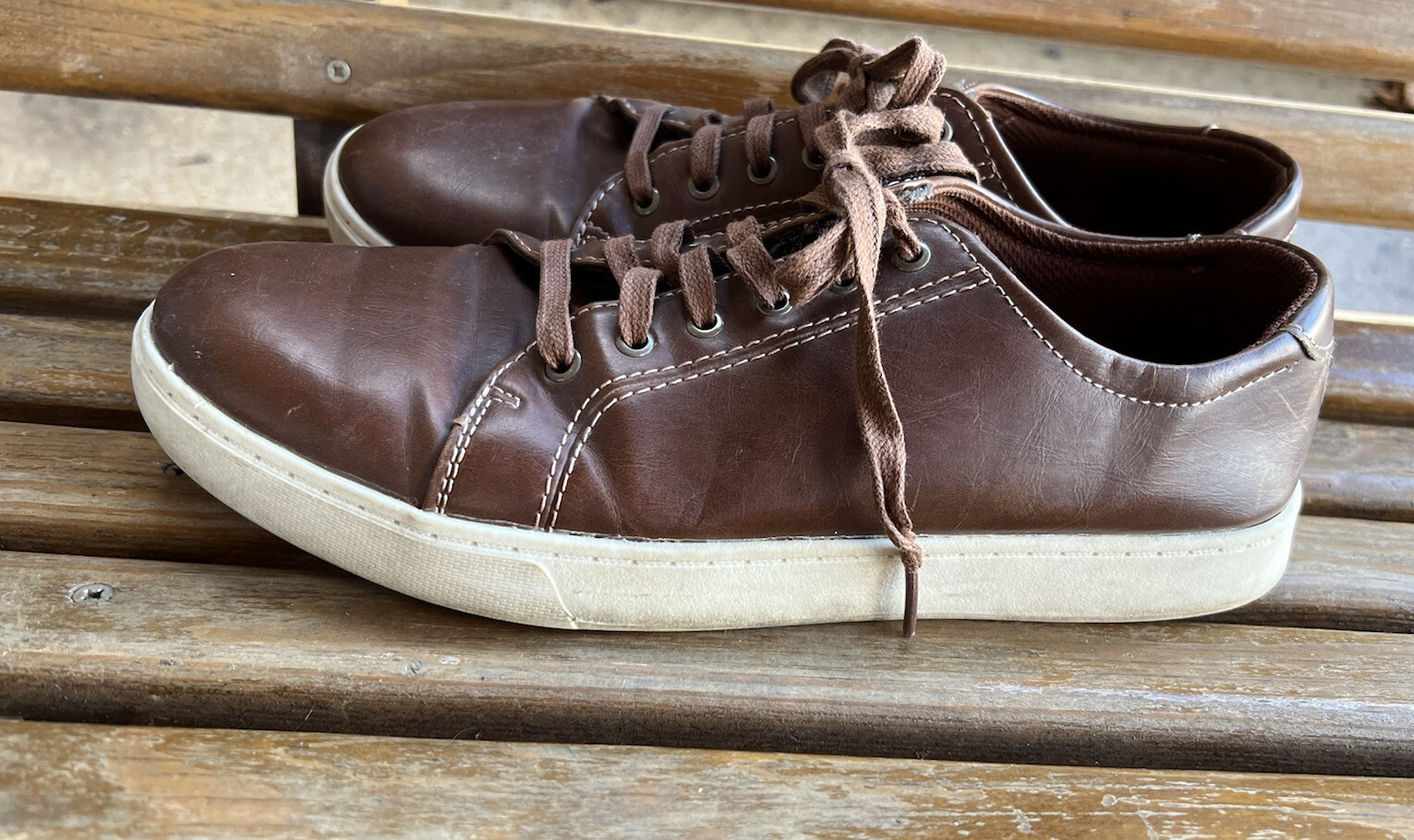 Men’s American Eagle Sz 10 Loafers Brown Lace Up Man Made Materials Casual Dress