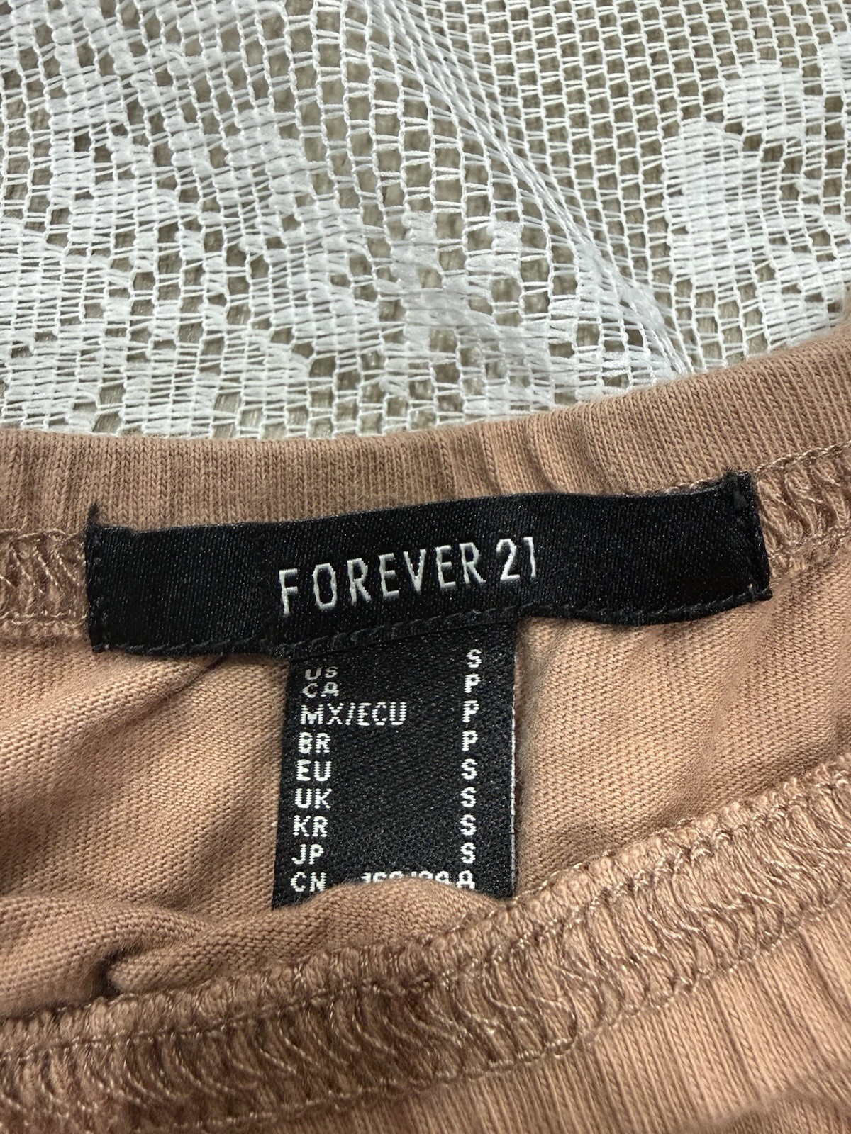 Forever 21 Brown Solid Knit Square Neck Cap Sleeve Pullover Crop Top Women’s S