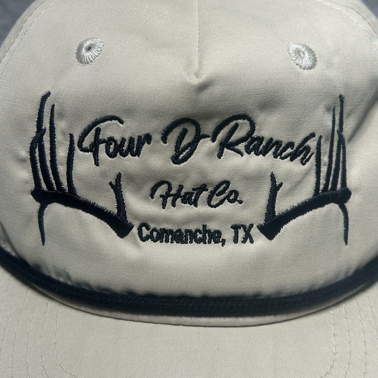 4D Ranch Hat Co Comanche Texas Embroidered Logo Beige Snapback Decky Rope Hat