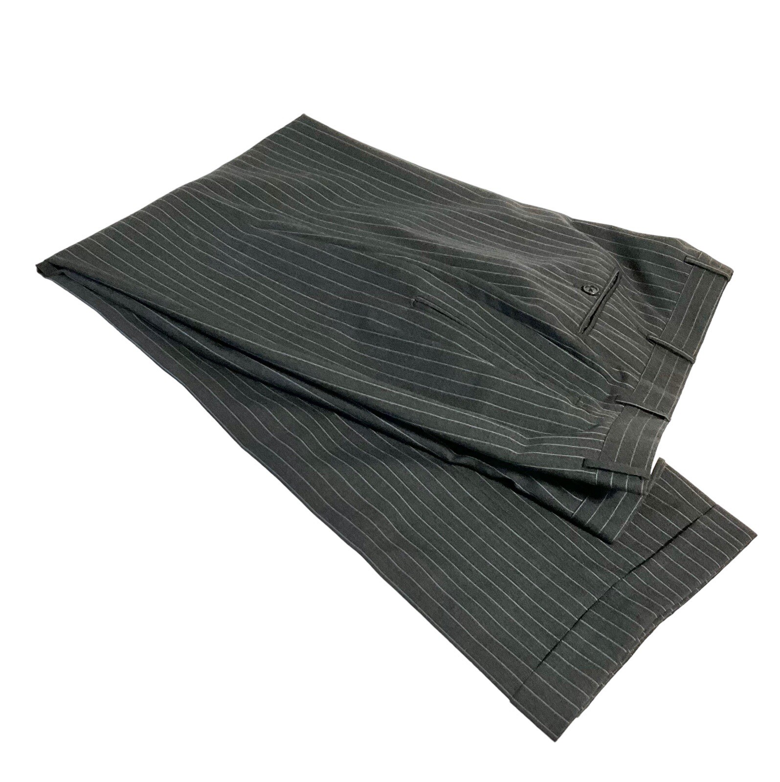 Corneliani 42L Merino Wool Suit Gray Stripe Super 120s Pants 34/32 Made In Italy