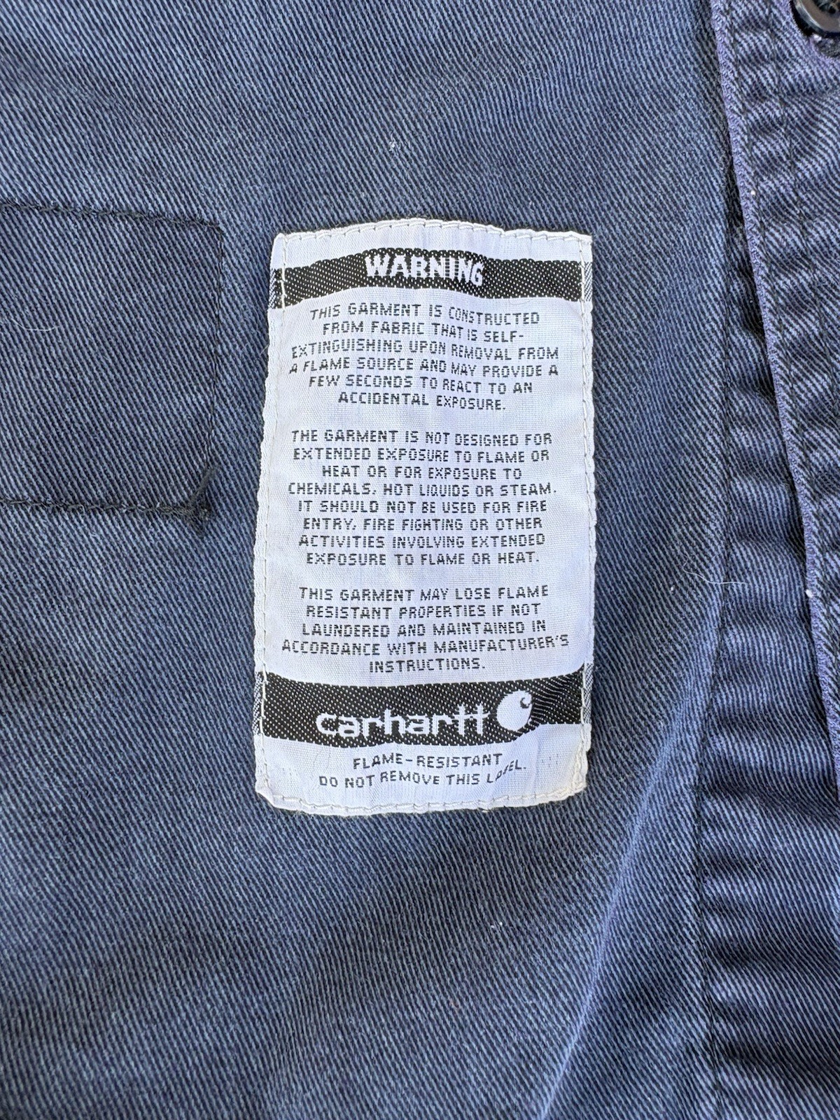 Carhartt FR Flame-Resistant Twill Work Shirt Blue Mens XL Long Sleeve FRS160