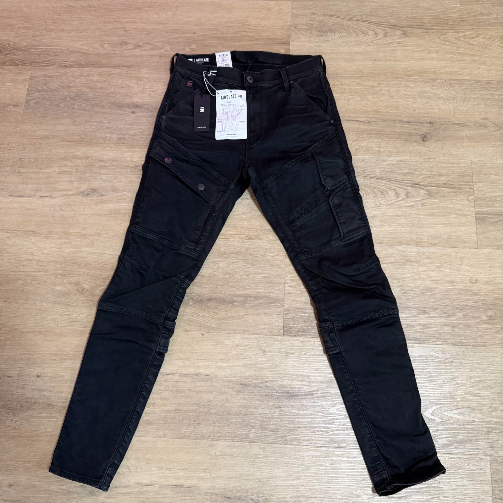 G-Star RAW Airblaze 3D Skinny Black Stretch Denim Flap Pockets Men NWT Sz 31×32