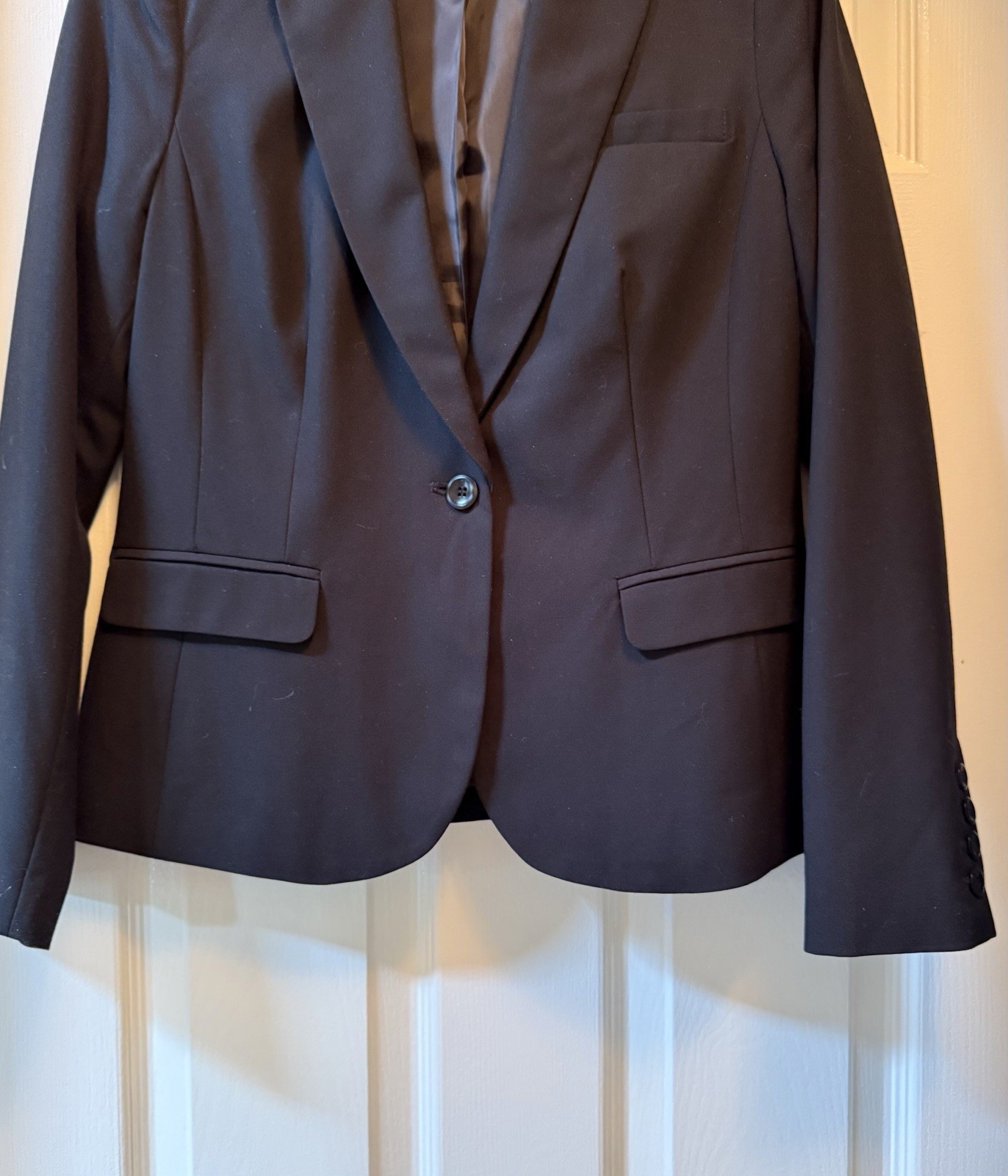 INC International Concepts Black Polyester Blend One Button Blazer-Size 8 Petite