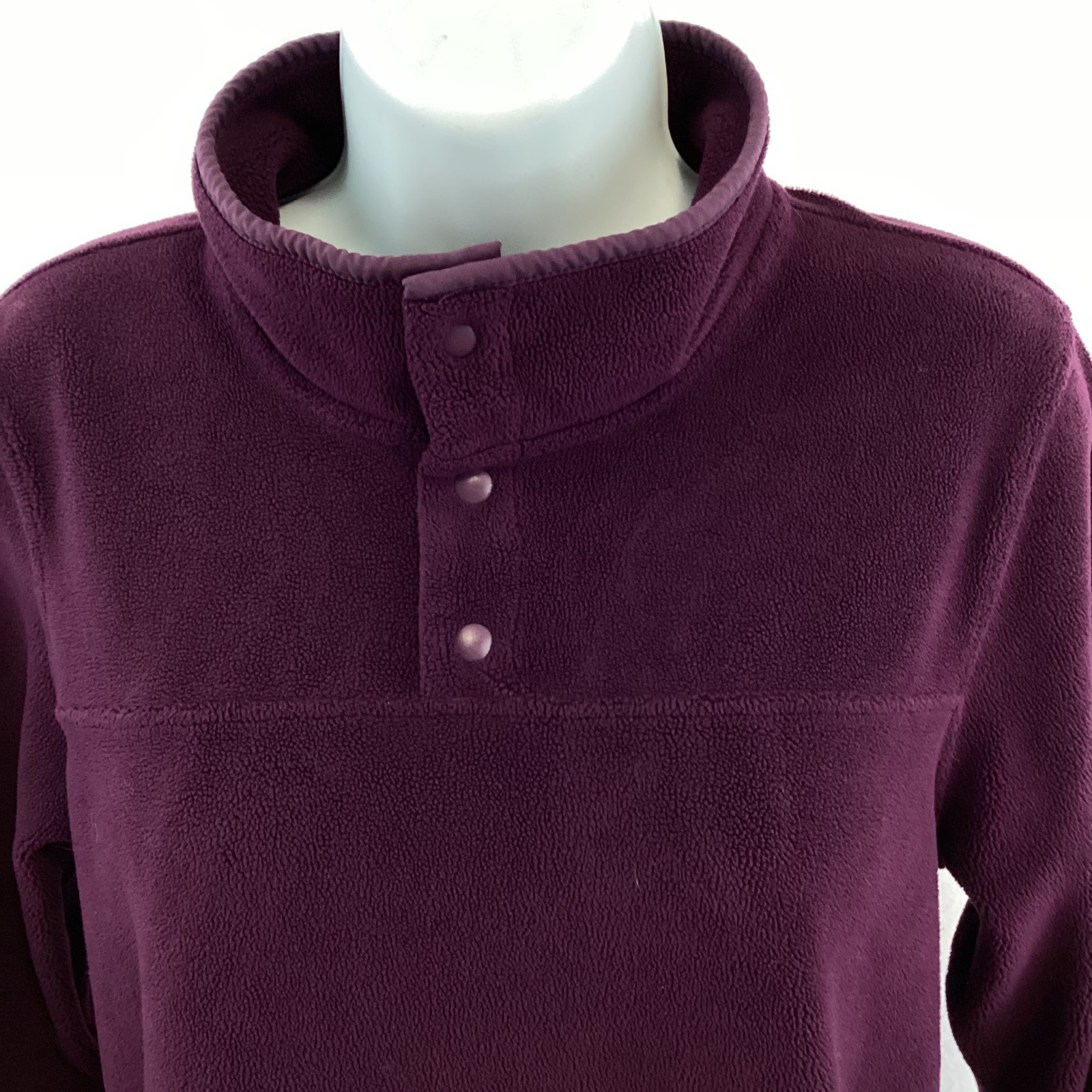 32 Degrees Heat Womens Small Plum Fleece Pullover 1/4 Snap Mock Neck Cozy