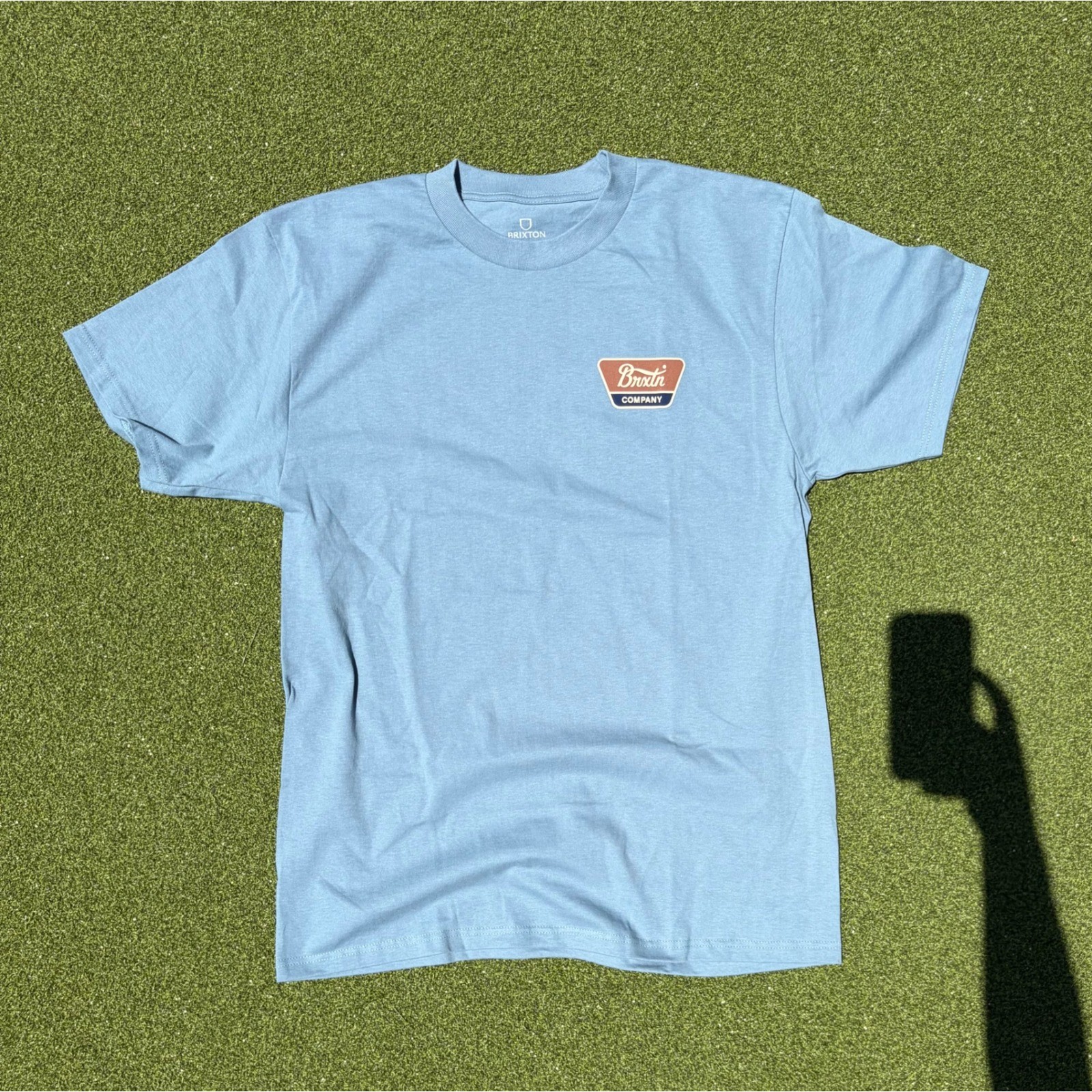 Brixton Company Mens Graphic T-Shirt Light Blue Short Sleeve Crewneck Logo Tee