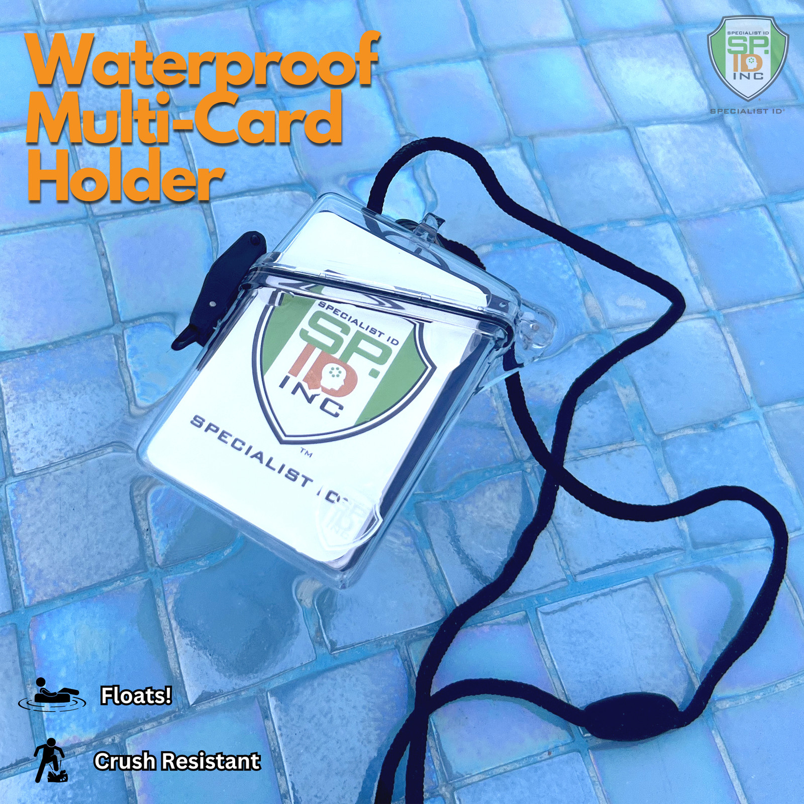 Waterproof Badge Holder Case with Lanyard & Carabiner Clip for Cruise and Travel