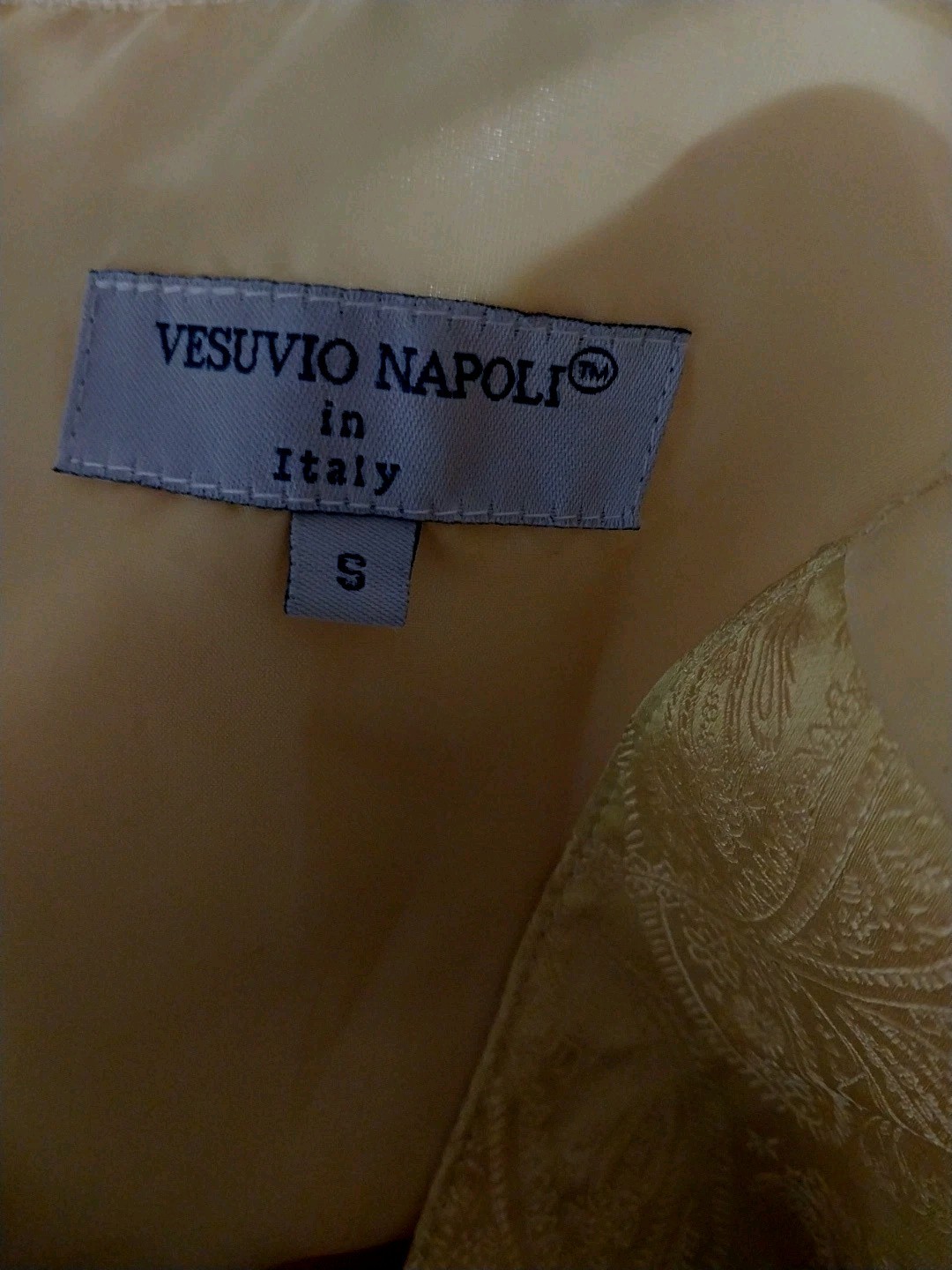 VESUVIO NAPOLI ITALY VEST ELECTRIC YELLOW PAISLEY PATTERN MEN’S SIZE S
