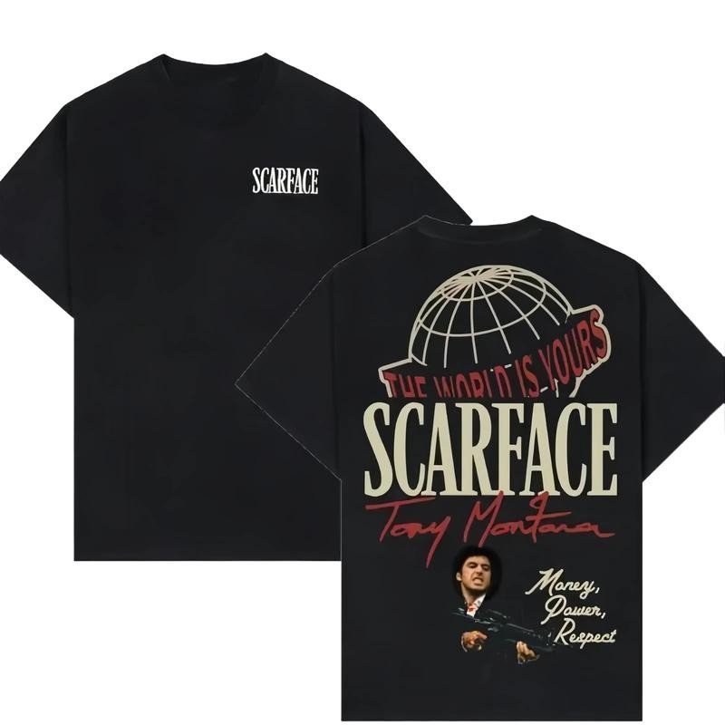 Men’s Vintage Scarface Movie Graphic T-Shirt – Menswear Short-Sleeve Round Neck