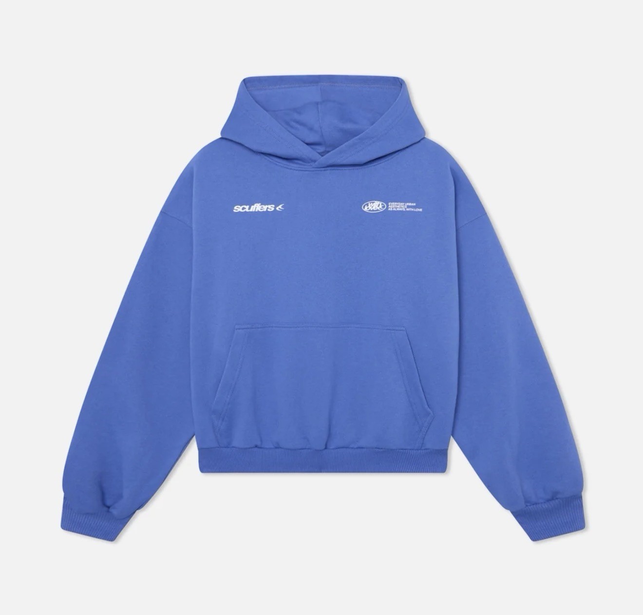 Scuffers Sign Blue WITH LOVE Medium Hoodie Oversized Boxy Fit NWT! 100% Cotton