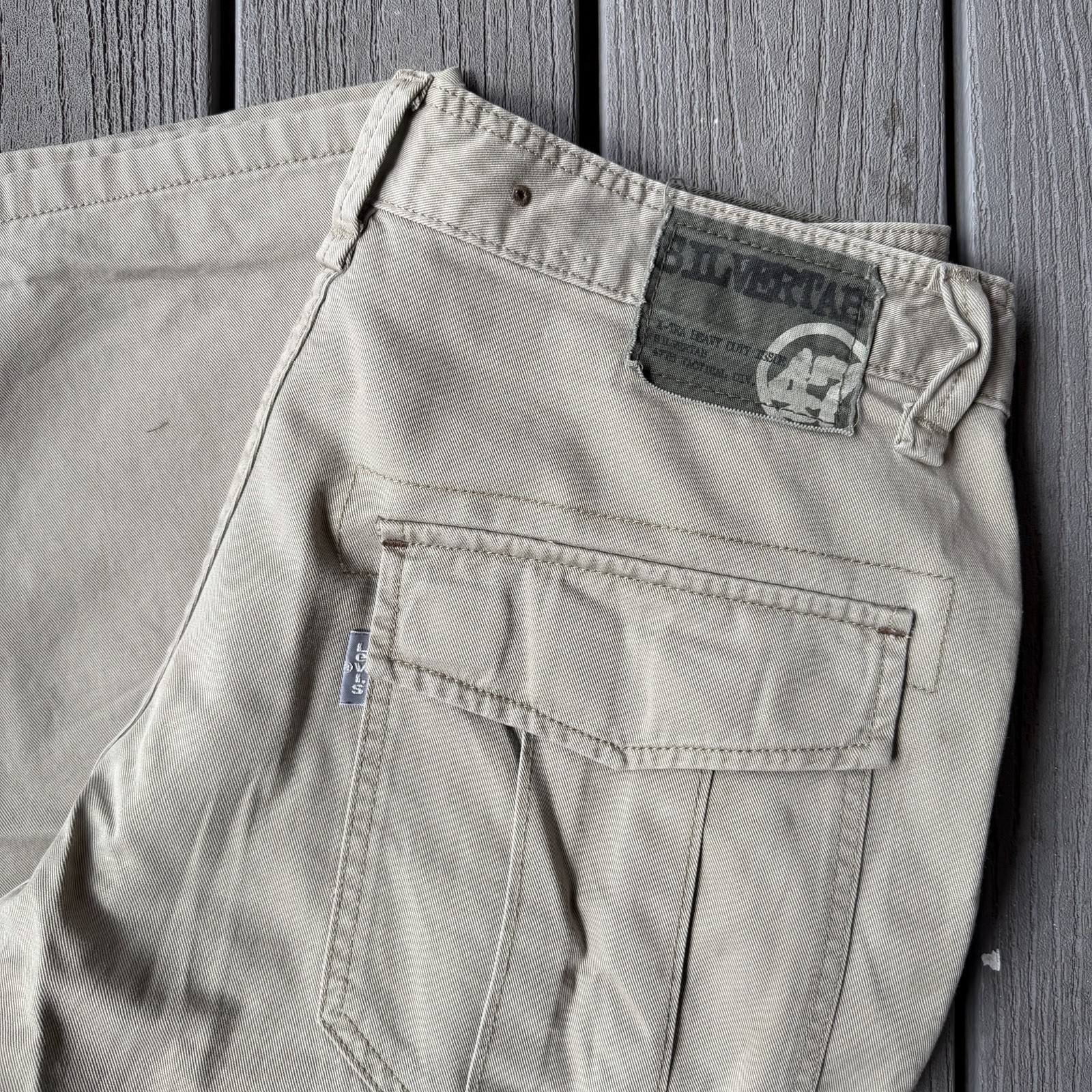 Levi’s Silvertab Men’s Cargo Pants Beige Relaxed Straight Twill Cotton 34×32