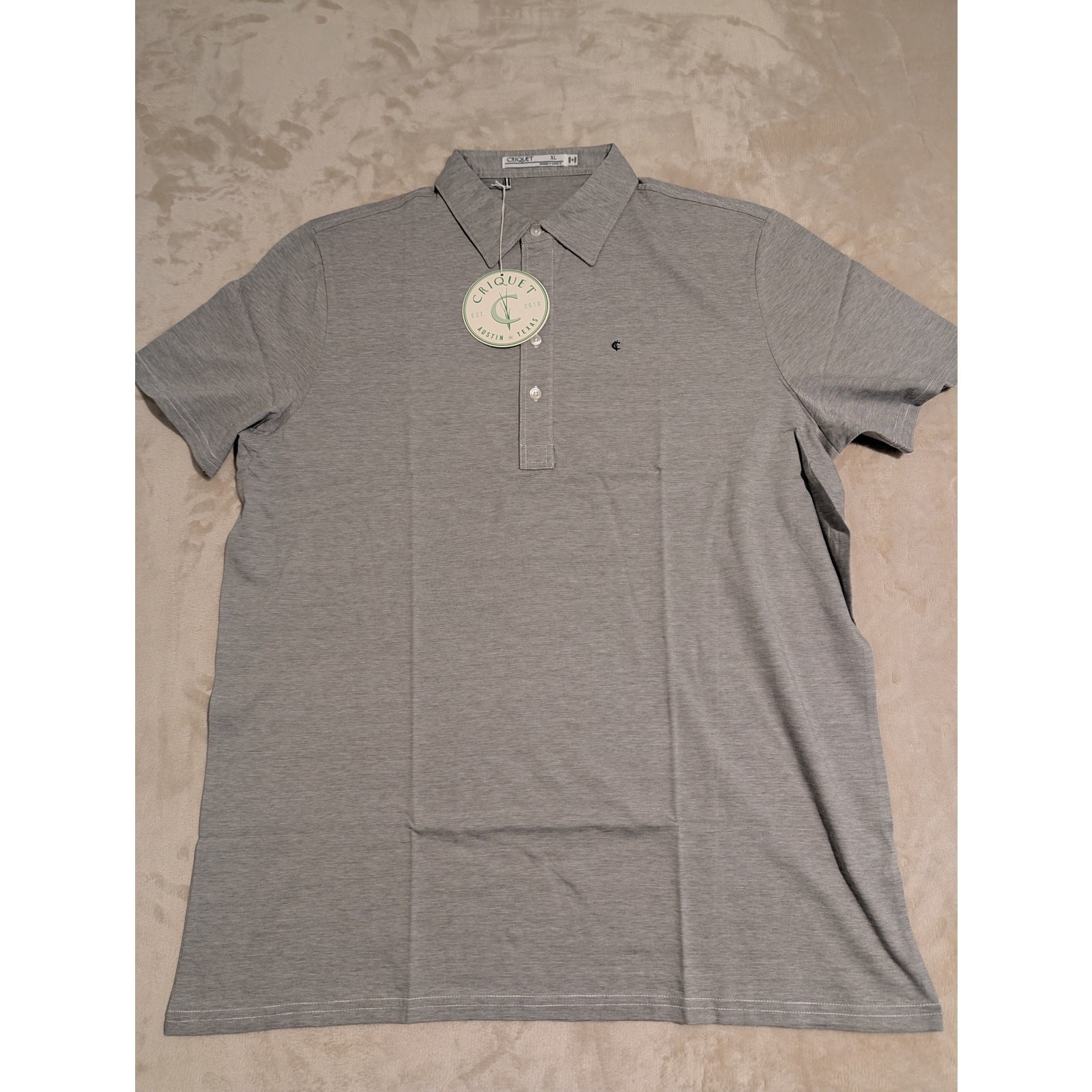 Criquet Men’s Players Polo Shirt Gray Heathered XL Organic Cotton Golf NWT