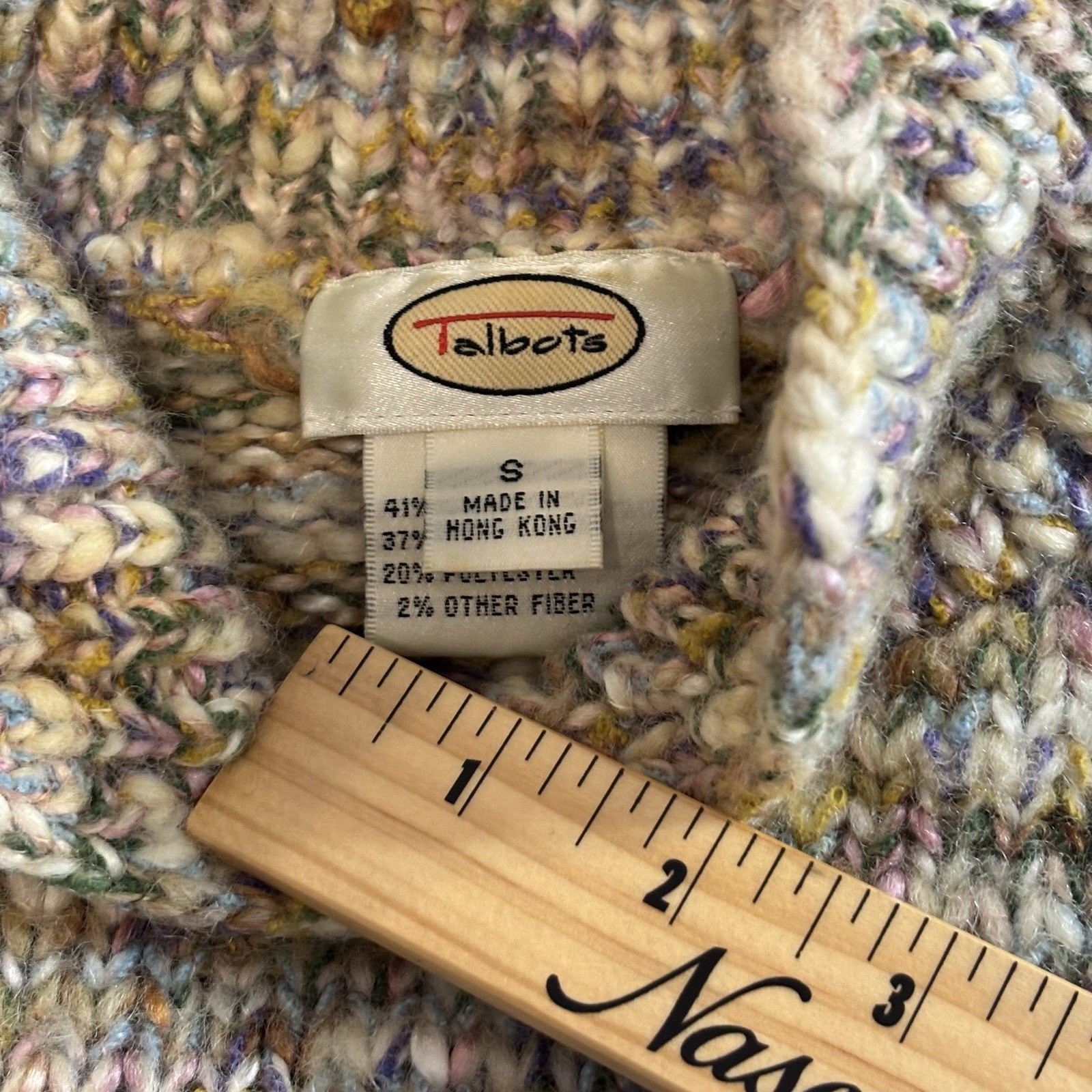 Talbots Women’s Small Chunky Knit Wool Blend Sweater Variegated Colorful