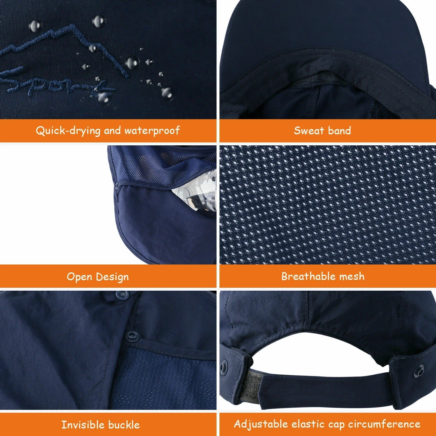 UV Protection Sun Hat with Neck Flap for Fishing Hiking Baseball Cap Outdoor