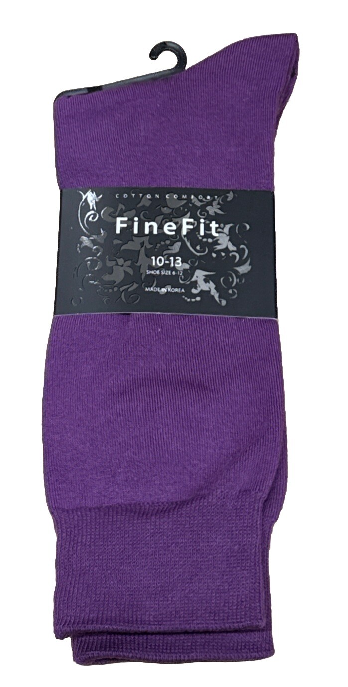 FineFit Cotton Comfort Sock Size 10-13 Purple