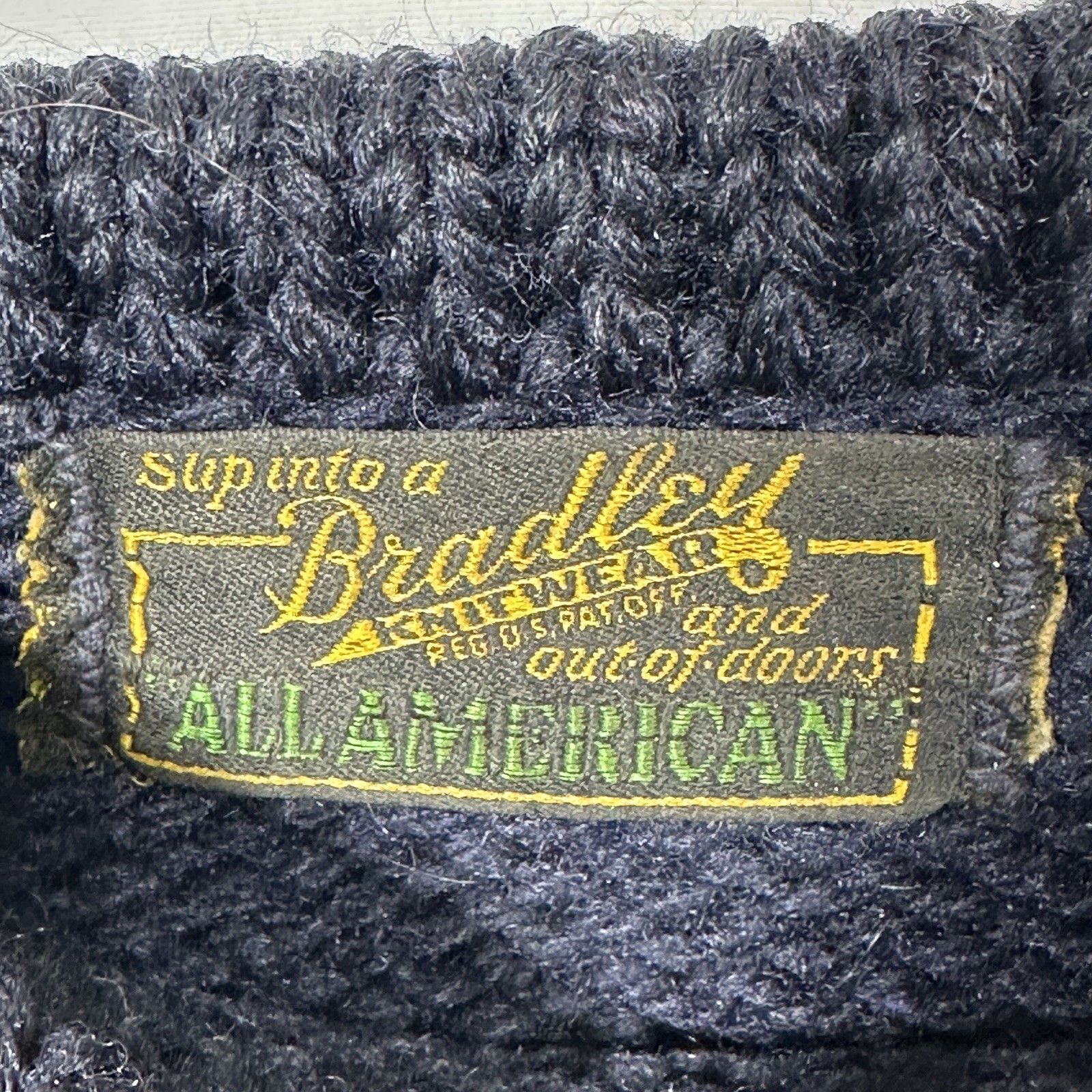 Vintage Bradley Knitwear All American Outdoor Navy Blue Sweater w/Elbow Patches