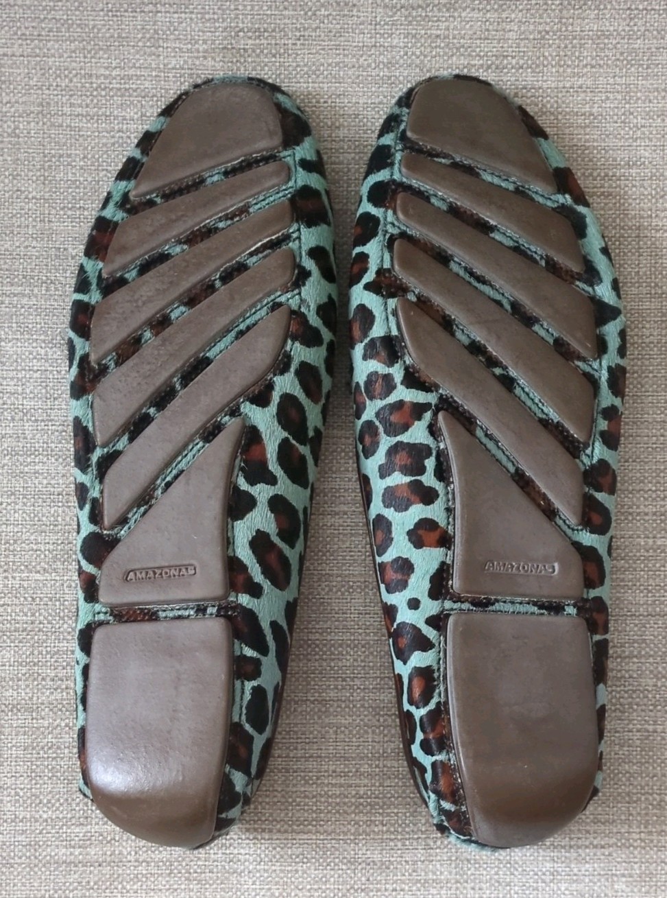 Patricia Green Jillian Driving Moccasin Teal Leopard Calf Hair Size 9.5W NEW