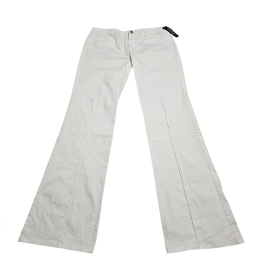 Lafayette 148 New York Bootcut White Minimalist Pants W/Front & Back Seam Sz 8