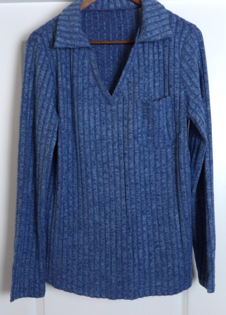 Women’s Long-Sleeved Blue Collared Sweater – Large – Super Soft – Ships Free