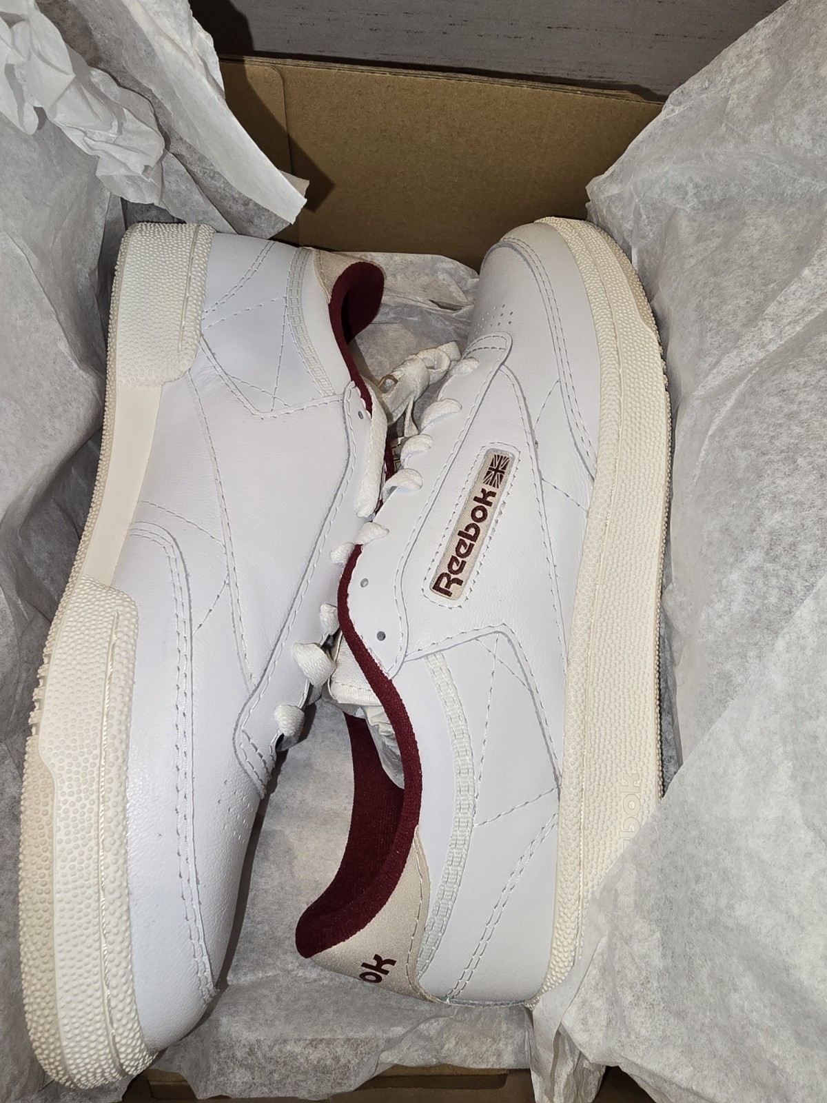 Size 13 – Reebok Club C 85 White Maroon Classic NEW Retro Leather New In Box