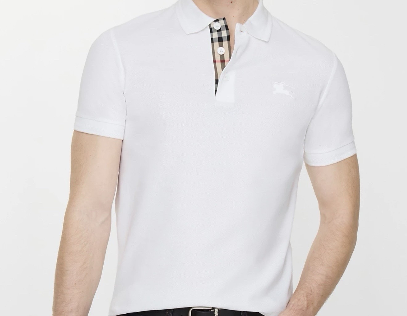 Vintage Luxury White Polo Shirt Burberry Brit London. XL