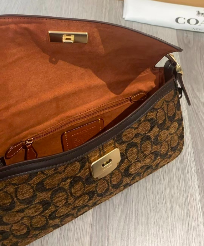 Coach Etta Small Flap Shoulder Bag in Signature Chenille Trüf CCV65 Outlet NEW