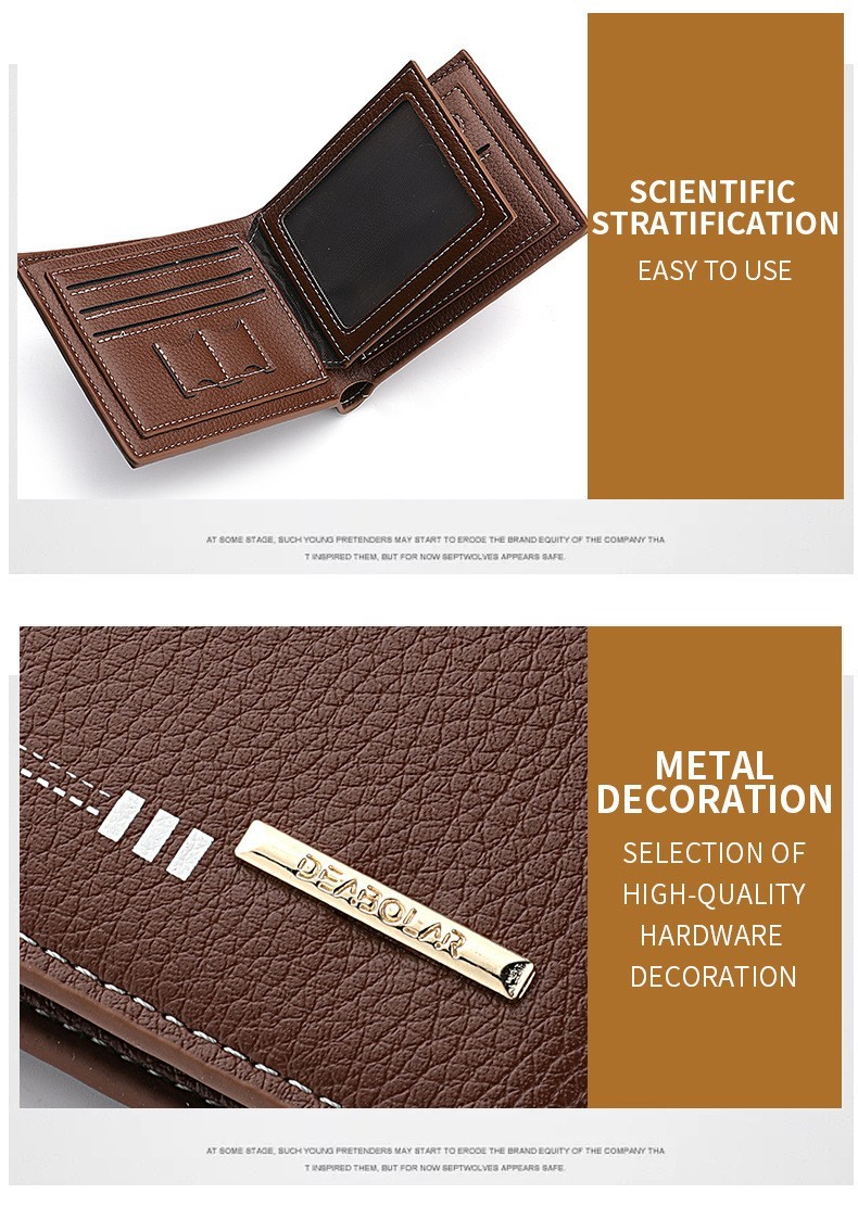 Men’s Leather Fashion Bifold Wallet Multi Card Slots Cash ID Holder Brown Black