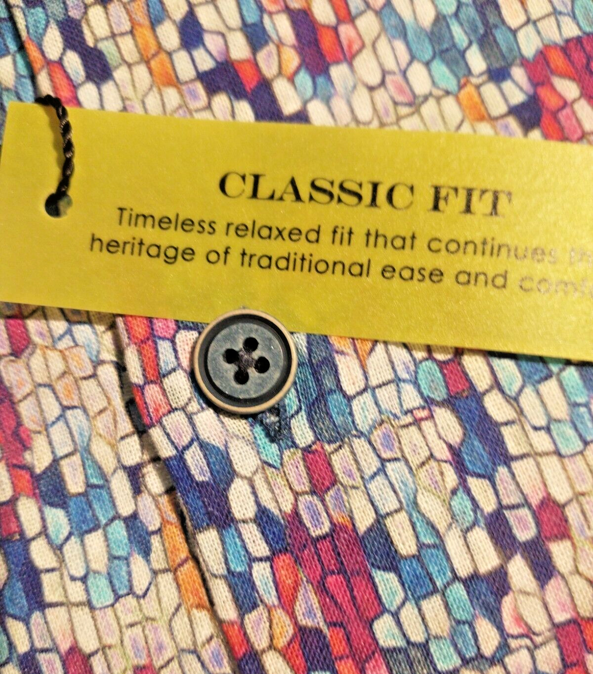 NWT Robert Graham men’s Size L Short Sleeve Button Down Geo/Checks Jacq Clas