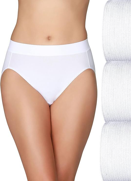 3 Pack Vanity Fair Beyond Comfort Hi Cut Panties Seamless #13212 WHITE Sz- 6~7~8