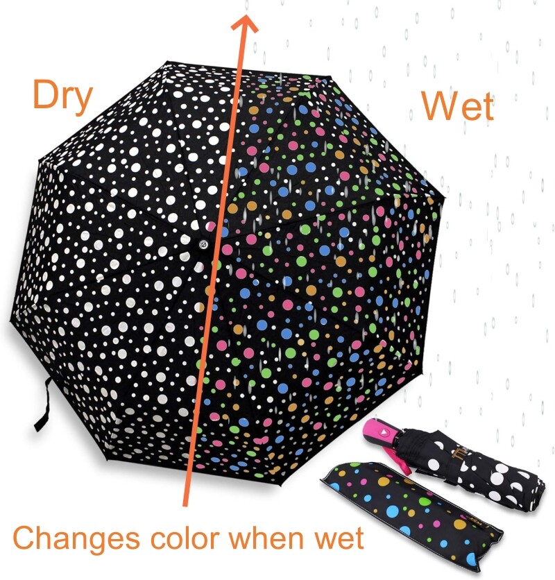 Windproof Travel Rain Umbrellas Color Changing Umbrellas Portable & Automatic