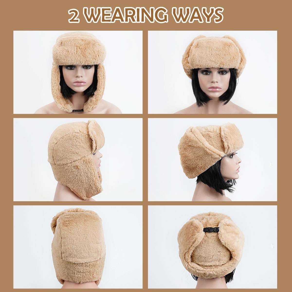Winter Warm Hat with Ear Flaps Russian Ushanka Aviator Ski Cap for Men Women