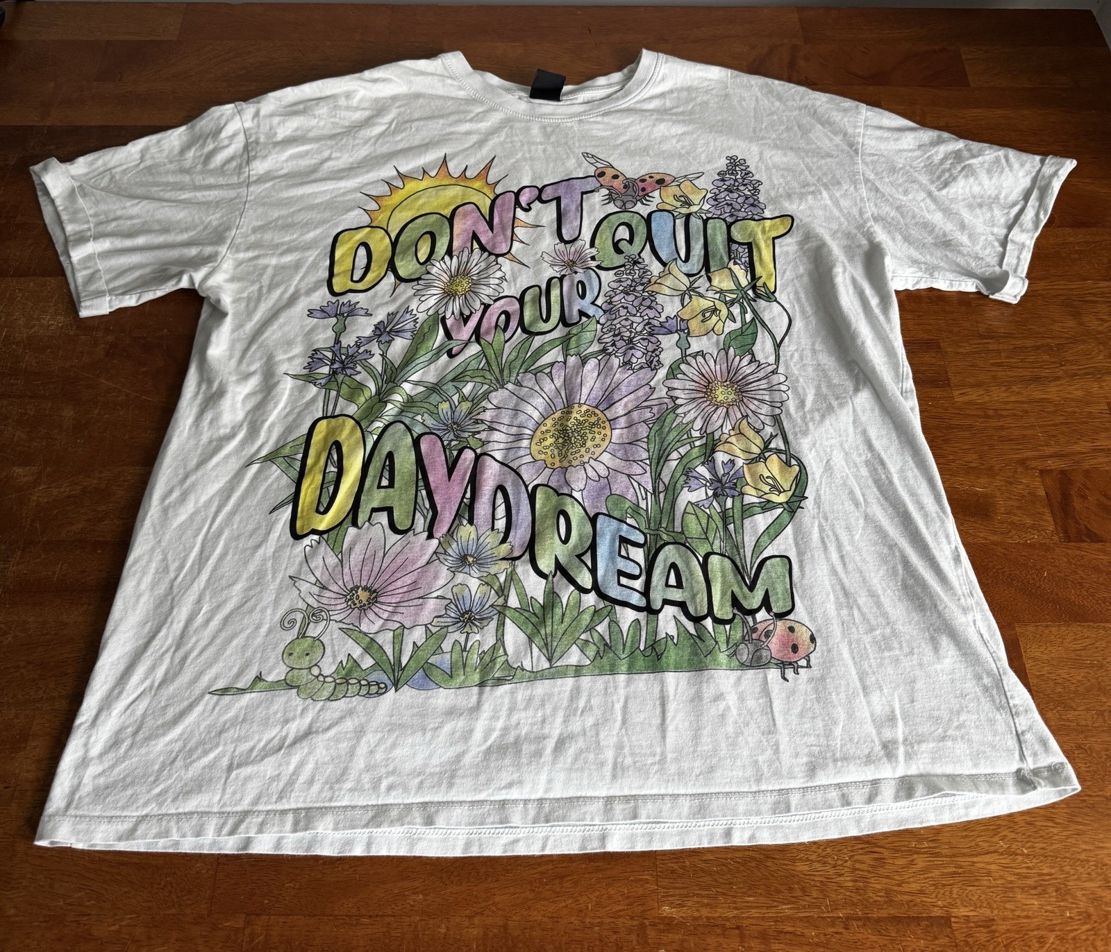 Bershka Adult Unisex Large Psychedelic Don’t Quit Your Daydream T-Shirt Flowers