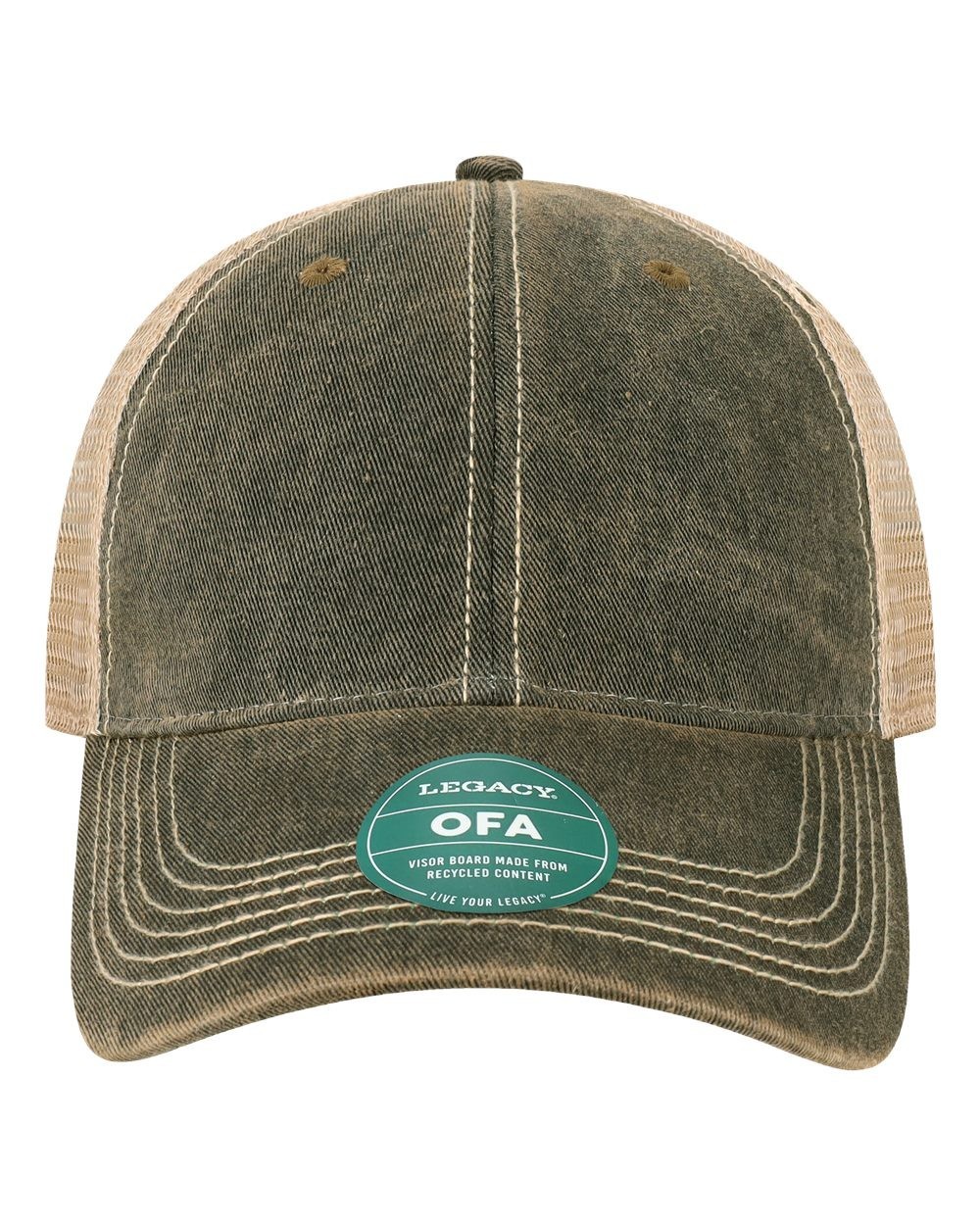 Legacy Old Favorite Trucker Cap OFA – Black/Khaki – Dirty Wash – Snapback Mesh