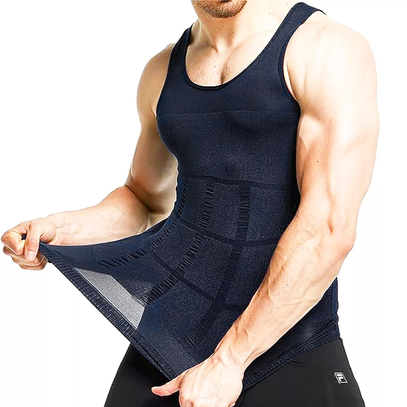 Mens Body Shaper Belly Chest Compression Shirt Slimming Tank Top Abs Vest Girdle