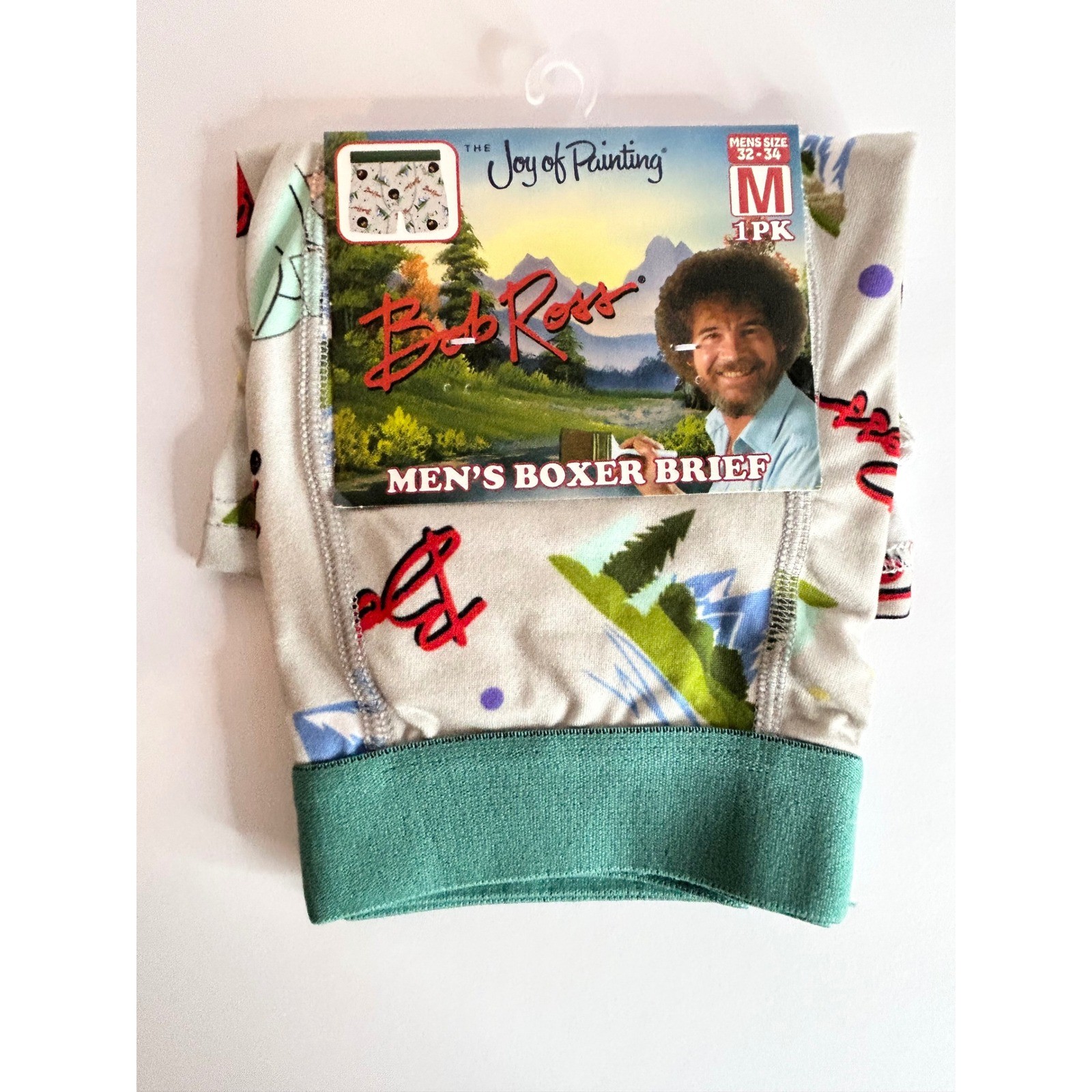 Bob Ross The Joy of Painting Mens Boxer Briefs Size Medium M 32-34 Happy Trees