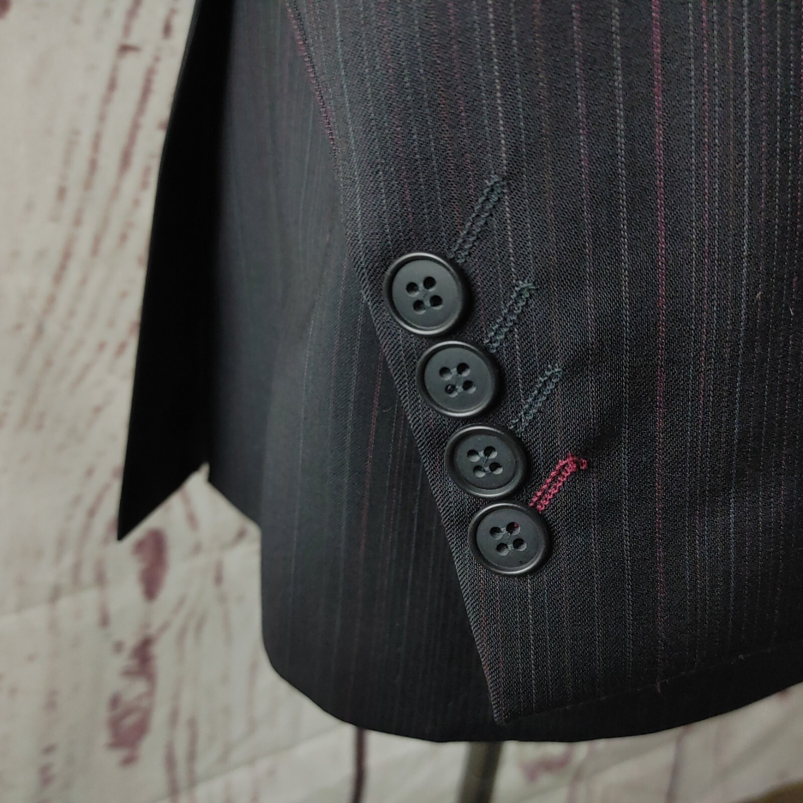 Limehaus 40R Wool 2 Button Charcoal Black Pinstripe Stitched Lapel Suit Blazer