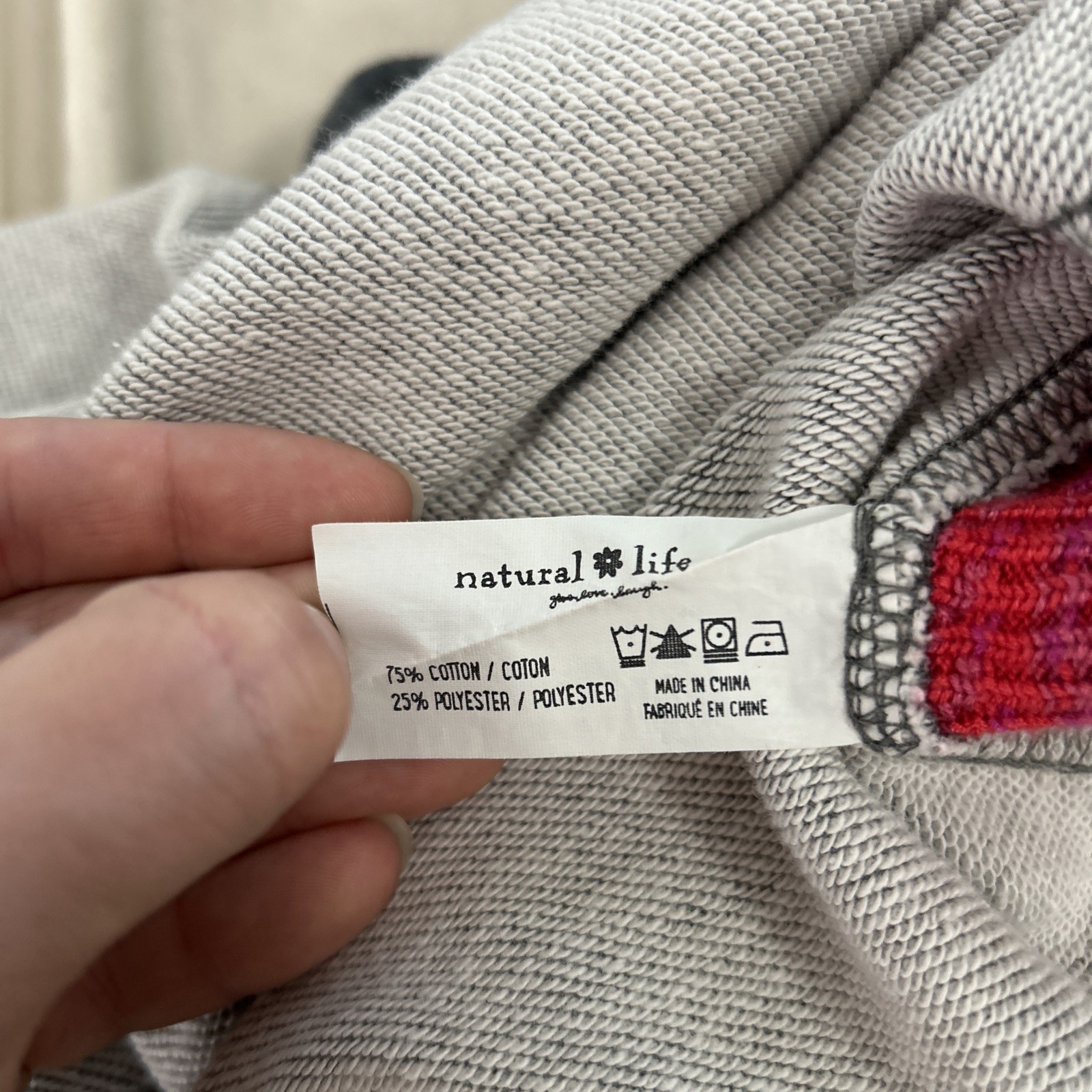 Natural Life Knit Trim Sweatshirt Colorblock Oversized Fit Colorful Boho Sz S M