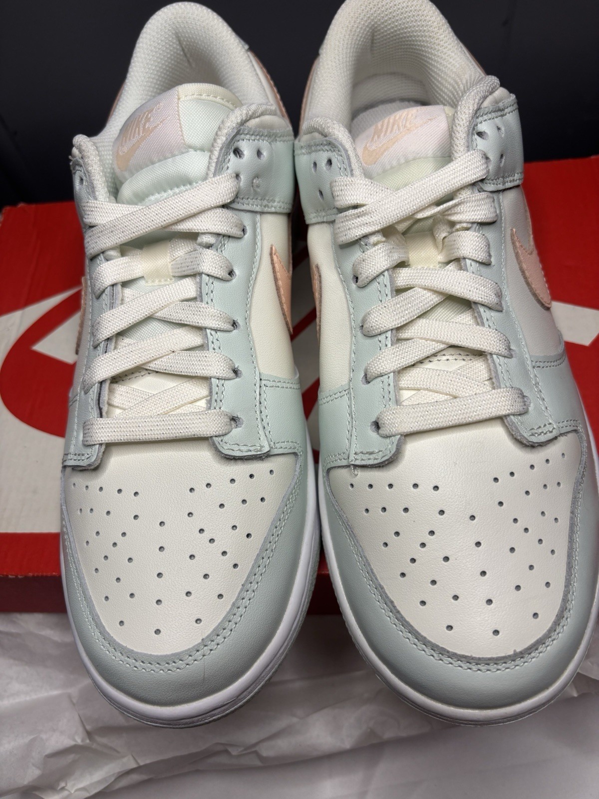 Nike Dunk Low Sail/Crimson Tint/Barley Green Women’s Size 9.NIB